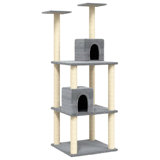 vidaXL Cat Tree Engineered wood, plush, sisal 55.5 in tall