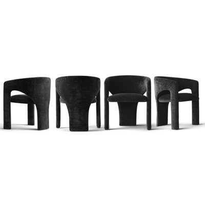  Ensemble de 4 chaises de baril de salle à manger rembourrées modernes avec accoudoirs