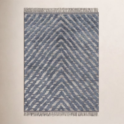 Benjamin Blue Hand-Knotted Chevron Rug