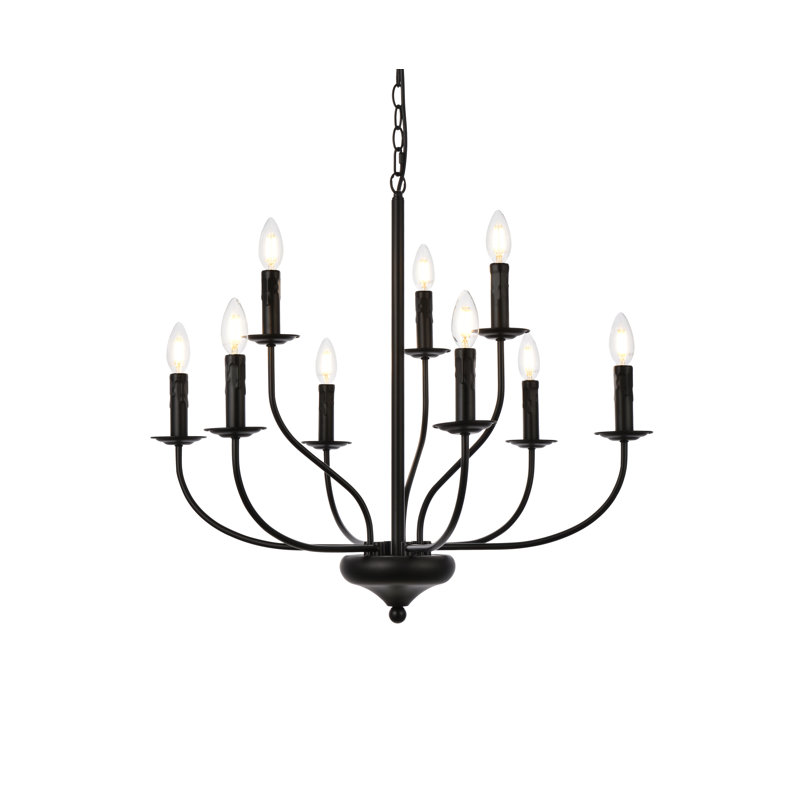 Kirtland Unique Geometric Pendant, 24.8" H x 28" W x 28" D, Black, 9 Lights