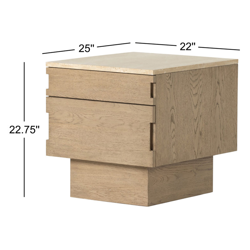 Jaylen 2 - Drawer Solid Wood Nightstand