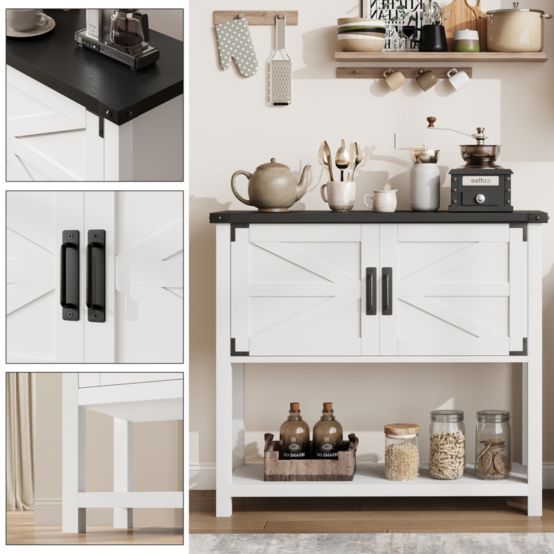Small Entryway Table With 2 Drawers, Black/White