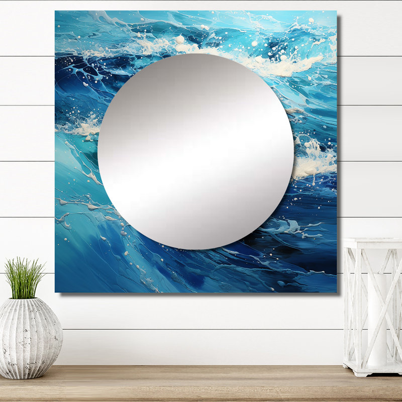 Glison - miroir mural carré pour chambre à coucher Ocean, 29 po x 29 po
