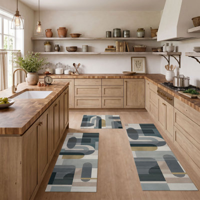 Tapis de cuisine géométriques abstraits et lavables antidérapants