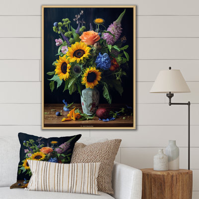 «Blossoming Sunflower Bouquet» avec impression sur toile