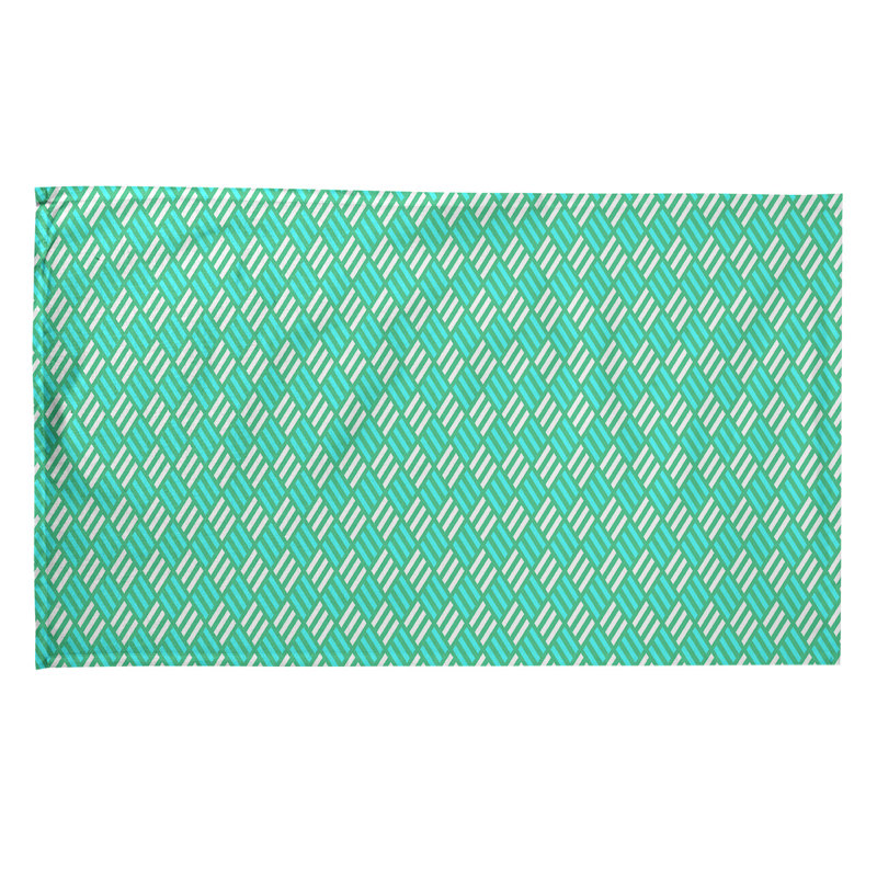 Torchon à losanges à rayures, Polyester sergé, Sarcelle / Vert
