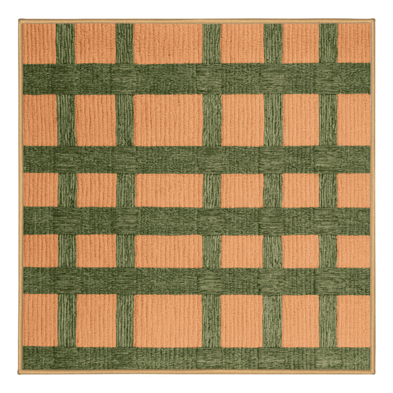 Machine Washable Checkered Brown Area Rug, Square 4'