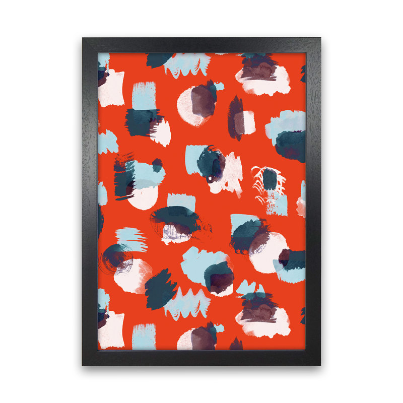 Abstract Stains Coral - Print, Black Framed, 46cm H x 34cm W x 3cm D