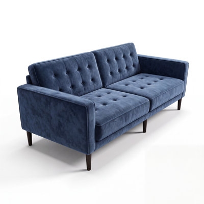Futon convertible en velours à accoudoirs carrés