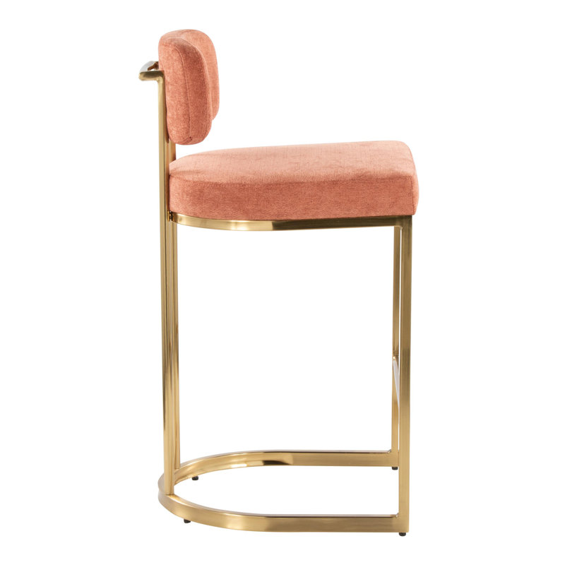 Ensemble de 2 tabourets de comptoir à hauteur fixe Erma (ensemble de 2), Siège orange / cadre doré