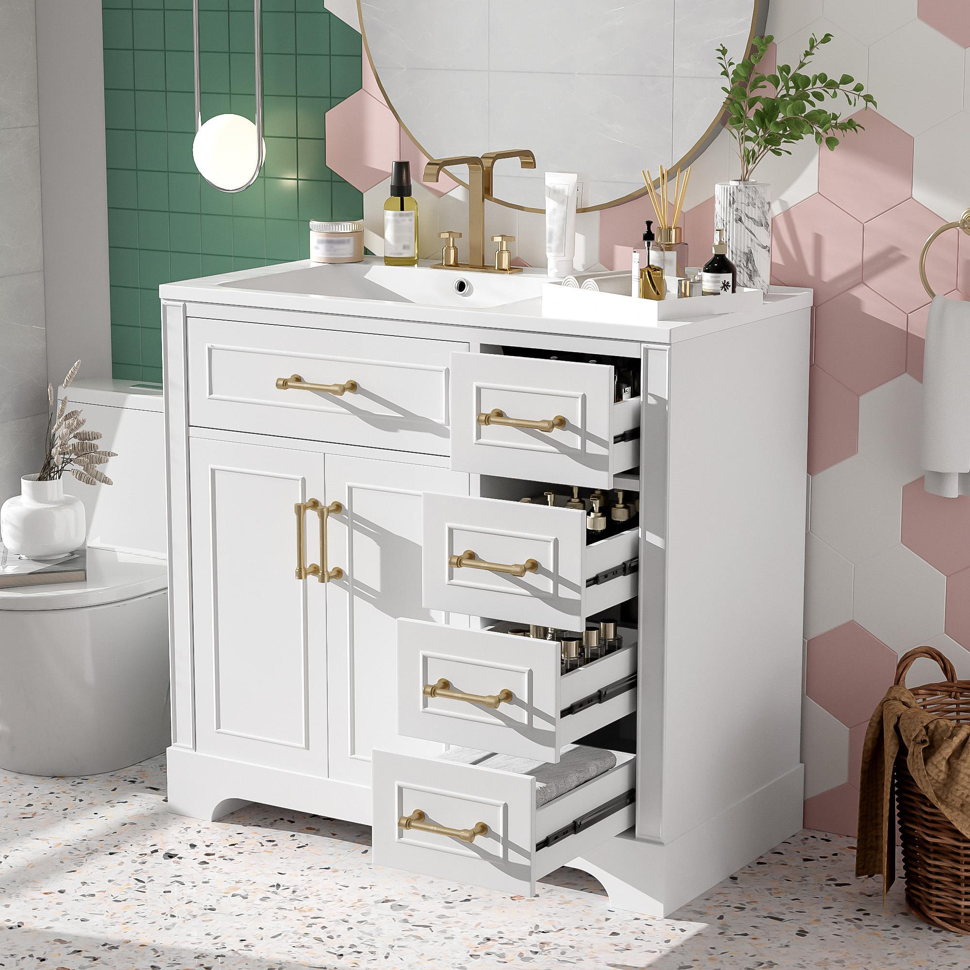 Ebern Designs 36" Deluxe Elegant Bathroom Vanity | Wayfair