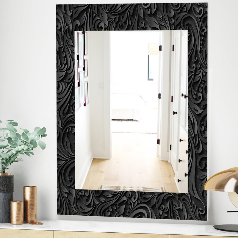 Miroir mural 10 obsidian impressions, H 39,4 po x l 29,5 po