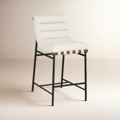Upholstered Counter Stool with Metal Frame