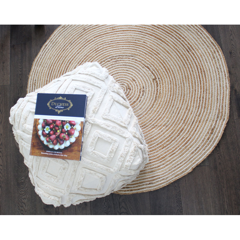 Tapis ivoire naturel rond en jute