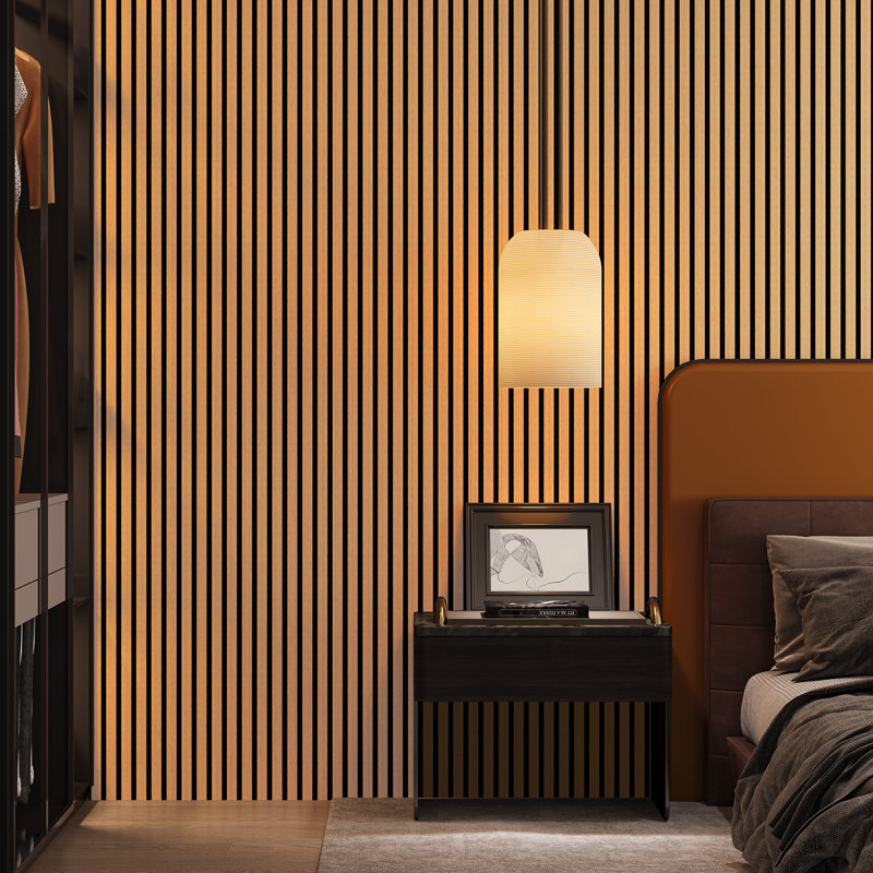 Panneau mural acoustique brun clair 2 pièces x 106 po x 12,6 po (2 pièces / 18,55 pieds carrés), Marron clair
