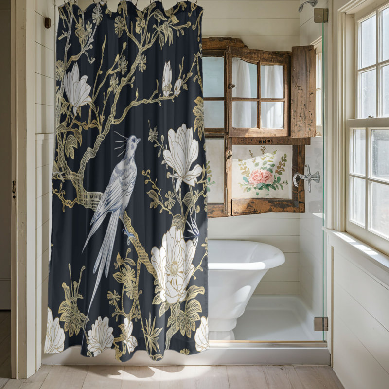 Bird Toile Design - Rideau de douche standard 1 pièce, H 74 po x l 71 po