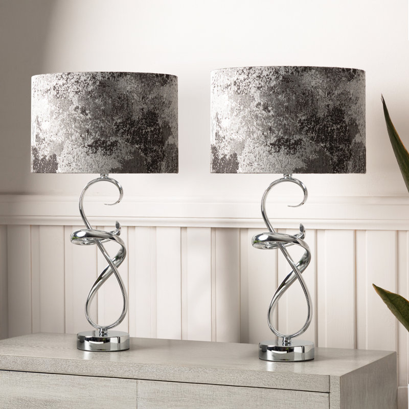 Table Lamp with Metal Base For Bedroom Furniture, Bedside Buffet Lamp with Linen Shade, Black Base/White Shade