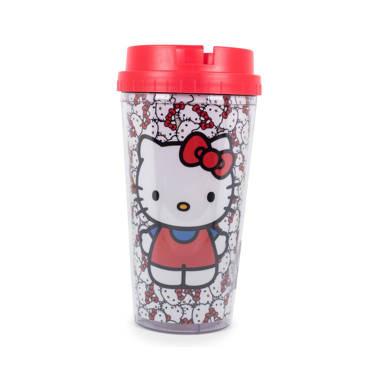  Silver Buffalo Sanrio Hello Kitty Face Carnival Cup With Lid  and Topper Straw