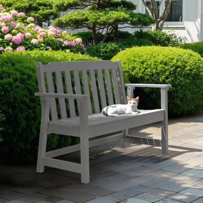 Outdoor Patio Bench Weather-HDPE Resistant Bench Premium Outdoor Garden Loveseat by Dovecove