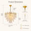 Lustre en verre texturé 23,6 po à 4 niveaux, cadre en fer doré et aluminium, 9 ampoules E14 3 couleurs incluses