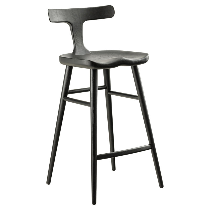Chaise Anvil avec dossier, Noir mat, Tabouret de bar (siège d'une hauteur de 31 po)