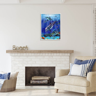 Au-487-Giclee " Aquatic Dolphins & Fish " by Interlitho