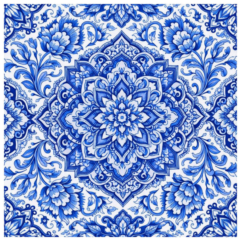 Tapisserie murale Mandala floral bleu, 104in H x88 with 4 Grommets