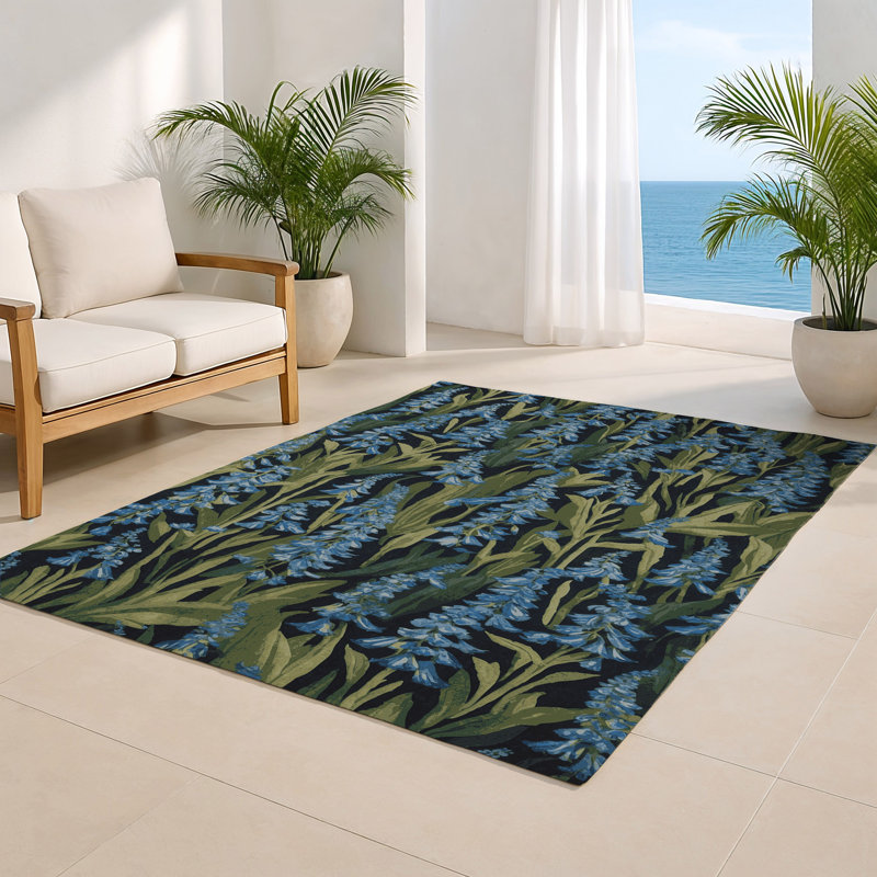 Tapis d'intérieur et d'extérieur gris Botanical, Rectangle 9 pi x 12 pi