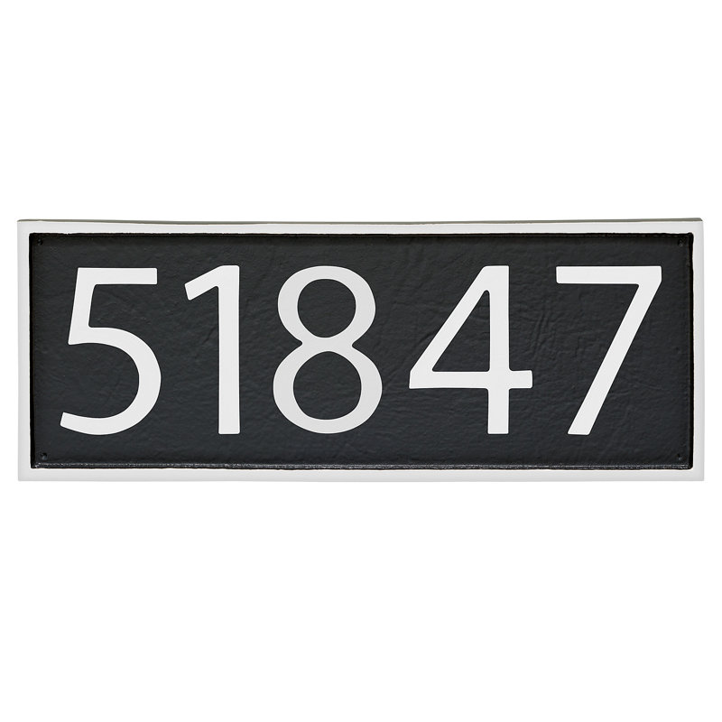 Plaque d’adresse murale sur 1 ligne, Noir, Blanc