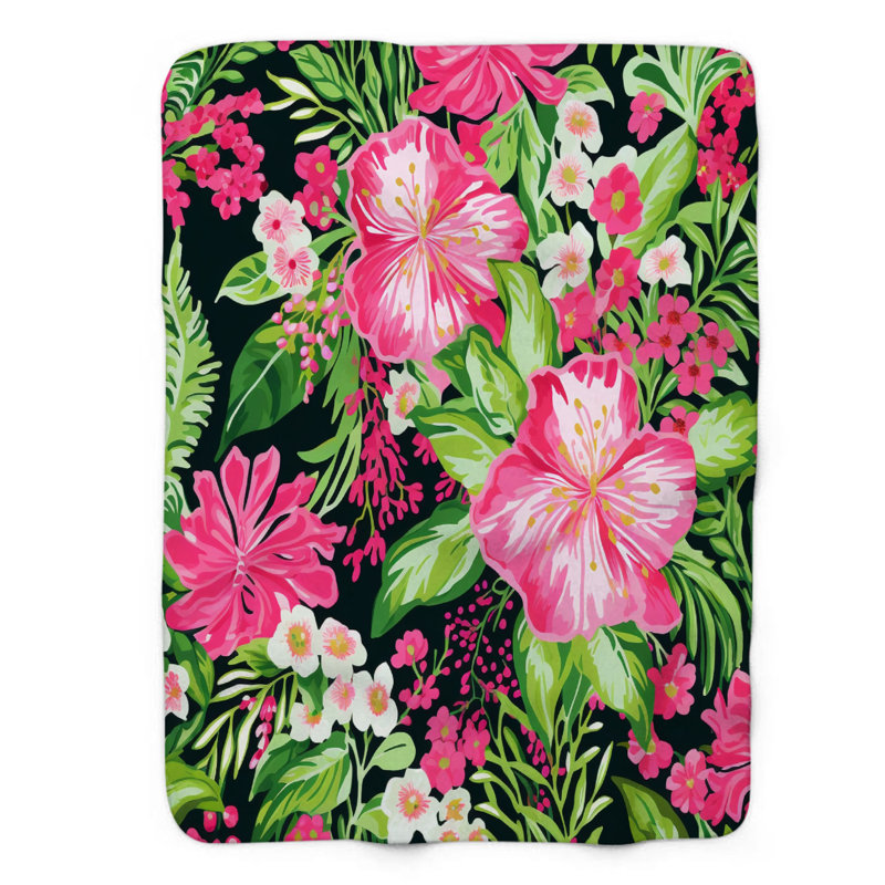 Motif de balise maritime - 1 pièce Sherpa Premium, L 60 po x L 80 po, Art pétale rose BCBG