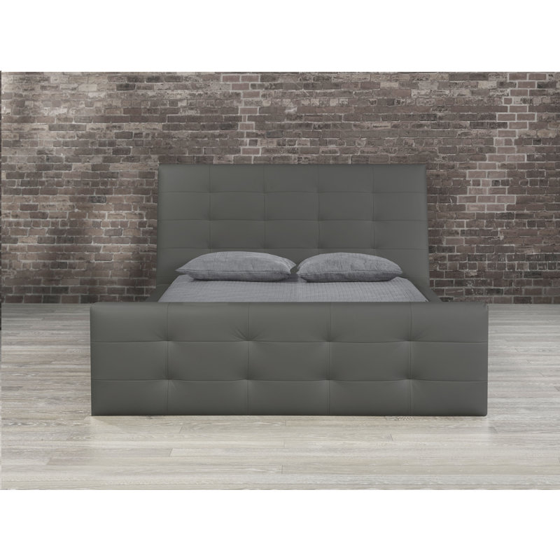 Ignas Leather Platform Bed, Grey, King
