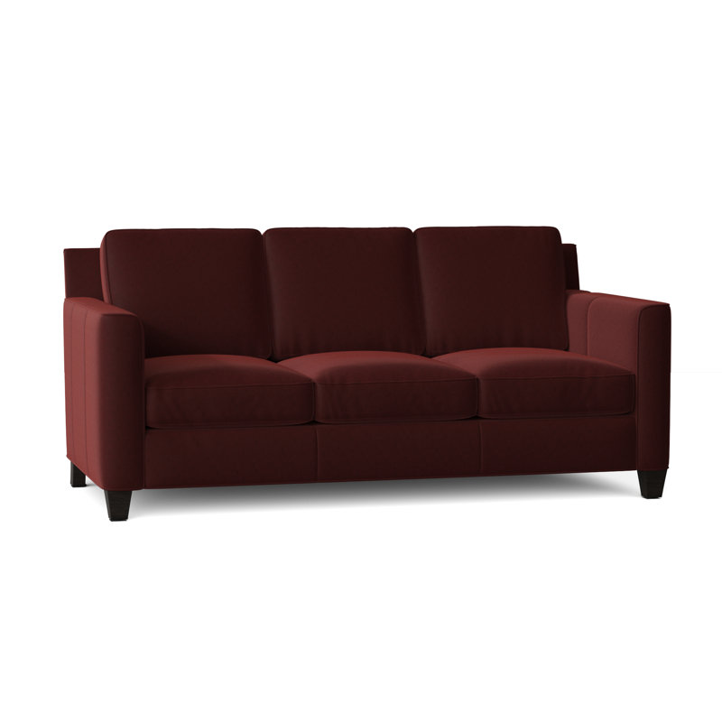 Yorba 76" Genuine Leather Square Arm Sofa, Cobblestone, Aline Fumo Genuine Leather