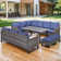 Nazime Wicker 9 - Person Modular Patio Conversation Sets with Cushions