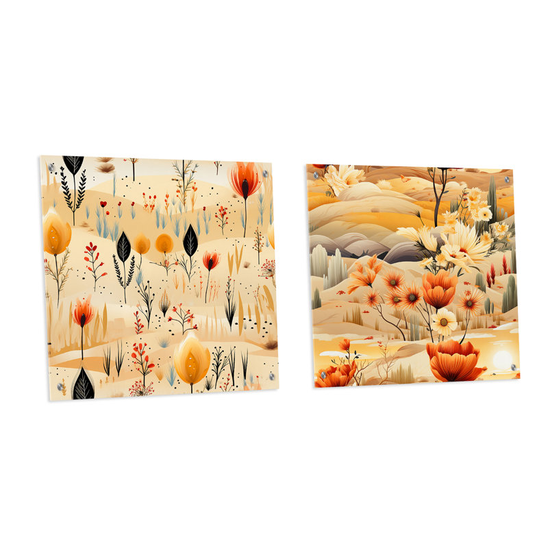 Aubepine - ensemble de 2 art mural en verre acrylique, H 36 po x l 73 po