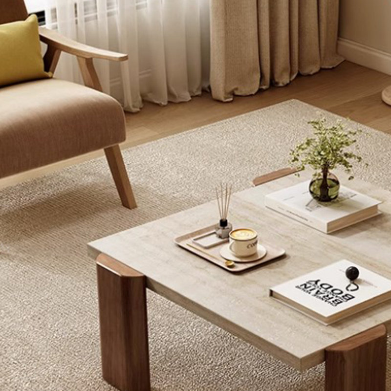 Table basse au design minimaliste et de niche, Brun, H 14,96 po x L 35,43 po x l 35,43 po