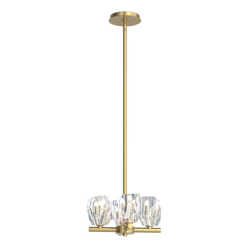 Lustre classique / traditionnel à 4 lumières avec détails en cristal Gatsby, Laiton moderne