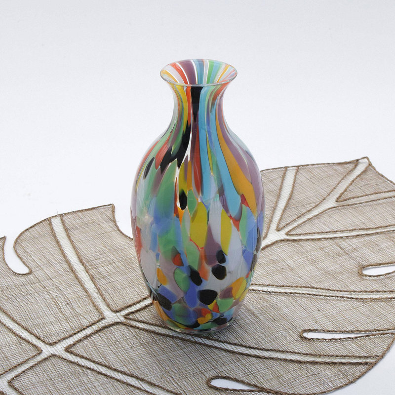 Ivy Bronx Curvy Carnival Confetti, vase en verre soufflé à la main