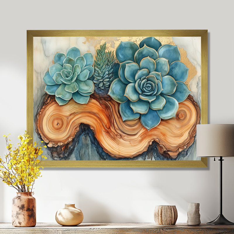 Succulentes sereines II - Affiche encadrée Agave, H 12 po x l 20 po, Encadrement doré