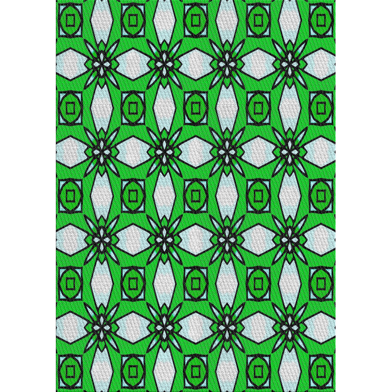 Tapis vert en laine touffeté à la main à motif floral Kori