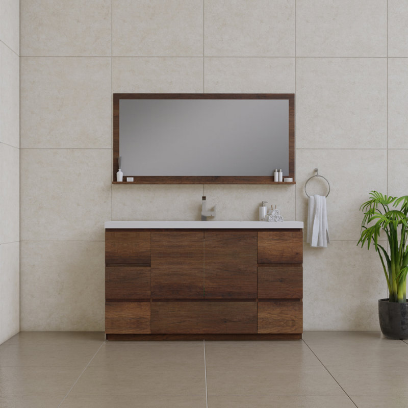 Ensemble de meuble-lavabo simple 60 po Arjina, Palissandre