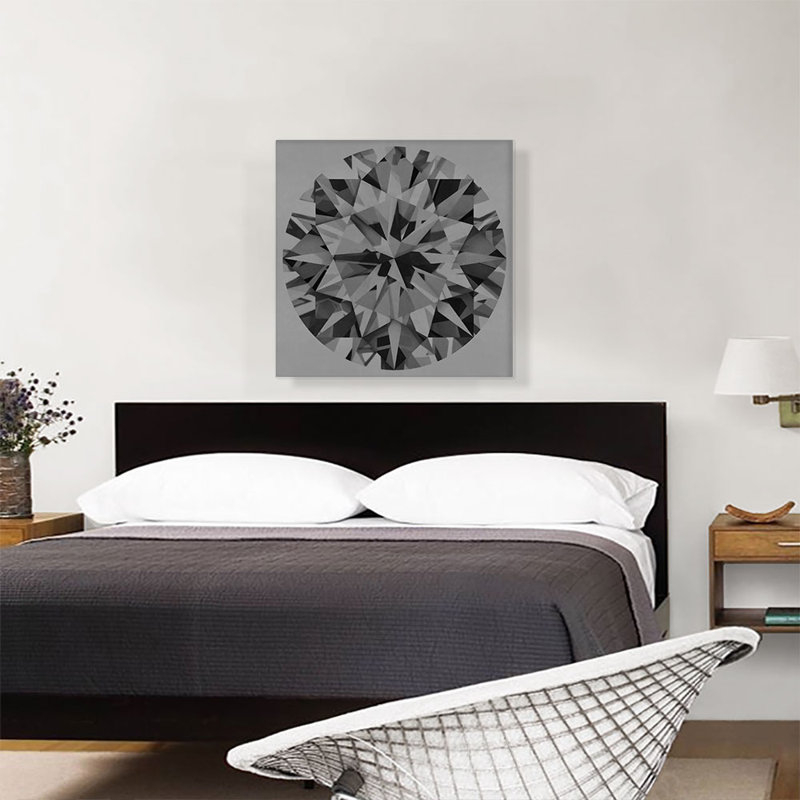 Charcoal Gray Diamond Jewel Canvas Art Print, 26" x 26"