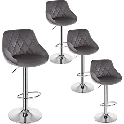 Swivel Upholstered Bar Stool with Iron Frame