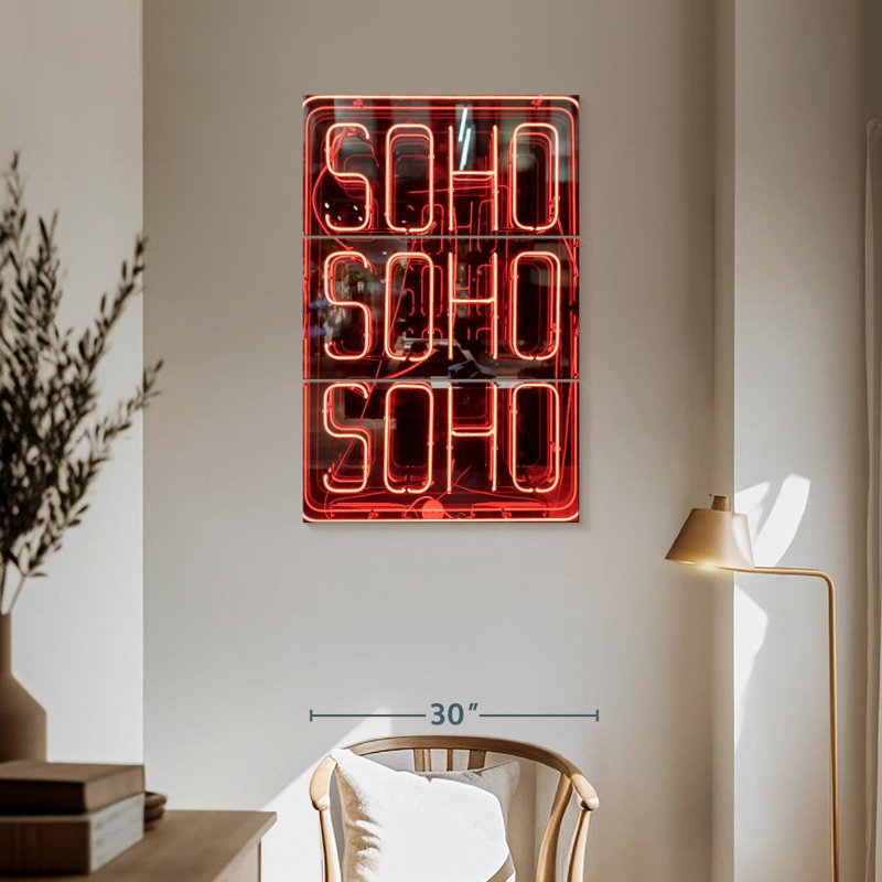Enseigne néon rouge Tergel Soho, H 57 po x l 36 po