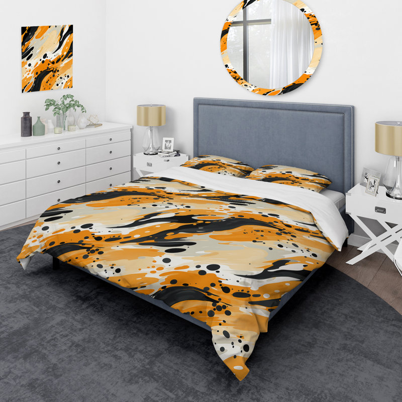 Ensemble de housse de couette multicolore Artistic Expression II, Housse de couette pour grand lit et 2 taies décor