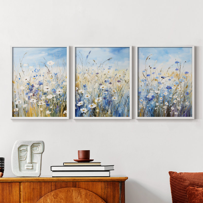 Étude florale, série V, ensemble de 3 estampes numériques, prêt à accrocher, Cadre blanc, H 10 po x l 8 po