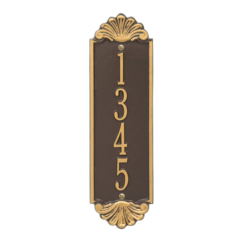 Plaque d'adresse murale personnalisée à 4 lignes Shell, Oui, Bronze/Doré