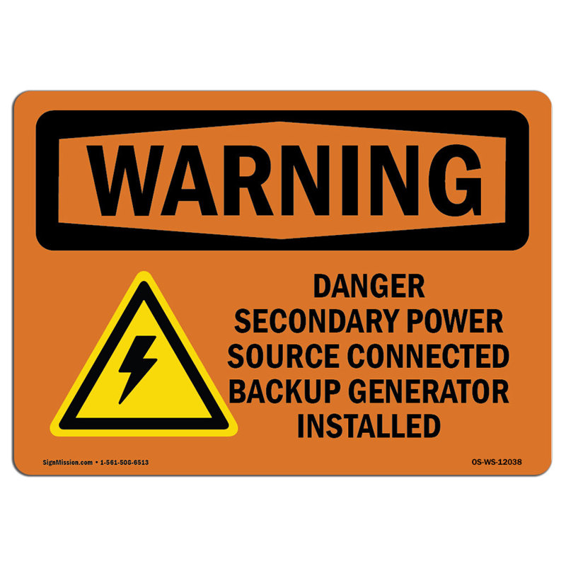 Signe de source d'alimentation danger, H 18 po x l 24 po x P 0,1 po