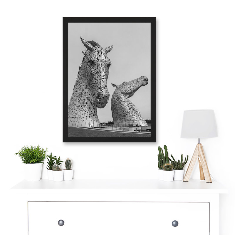 Fines Kelpies Horse Sculptures Falkirk Scotland - Picture Frame Rectangle Print, 45.5cm H x 33cm W x 2cm D