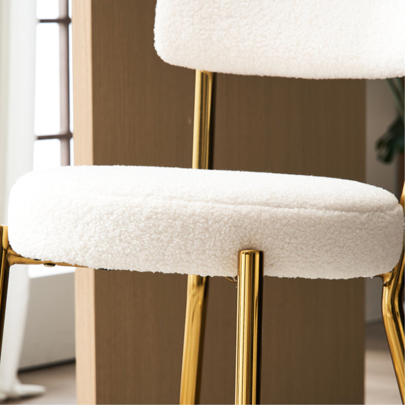4 tabourets de comptoir de salon - Revêtement en tissu beige, base en métal, confortable pour 4 personnes, ergonomique et pratique