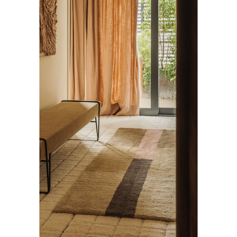 Tapis de couloir en laine Chroma, Mousse / rose cendré